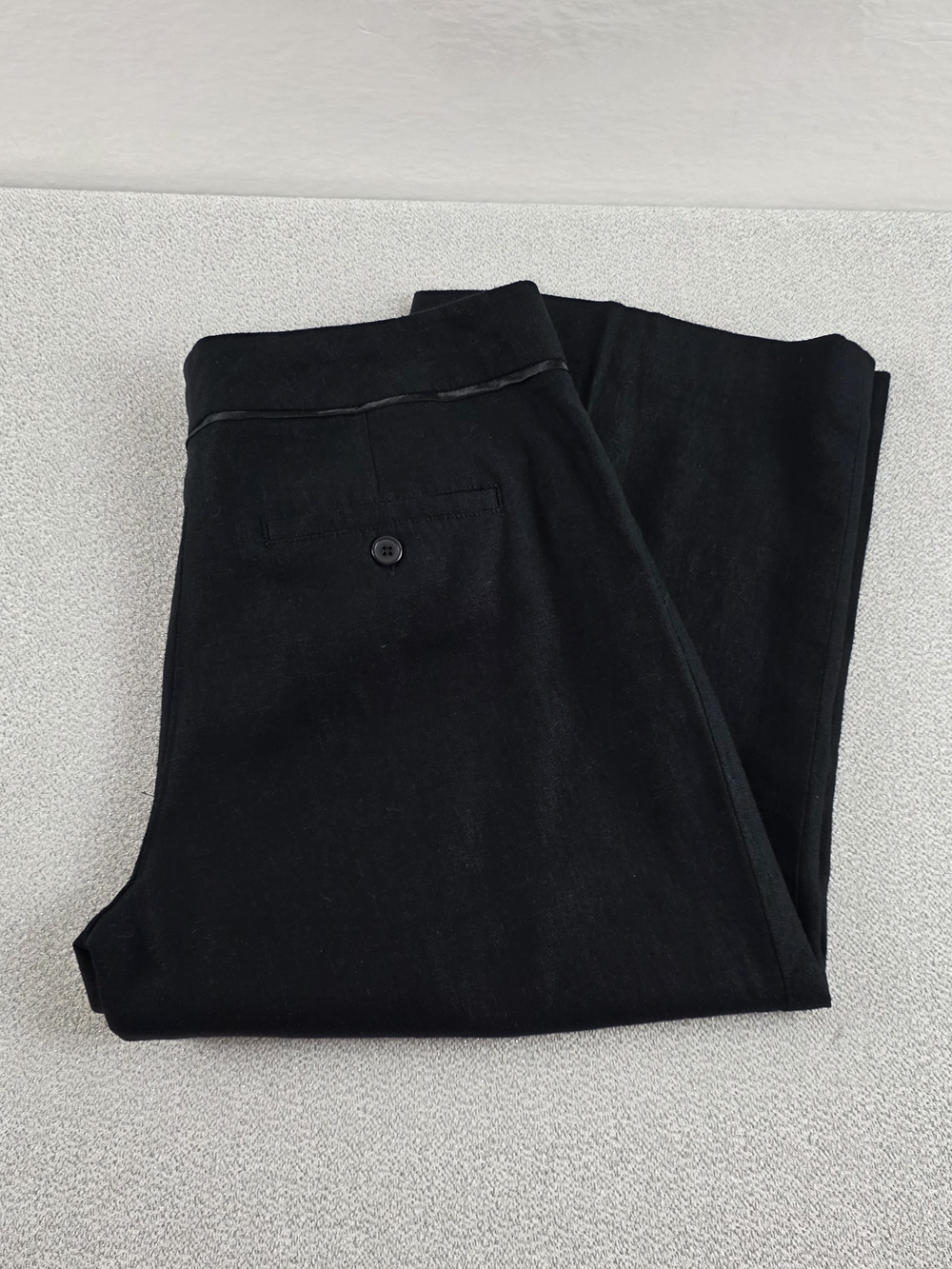 Suzy Shier Linen Blend Cropped Pants Black Women's 9/10